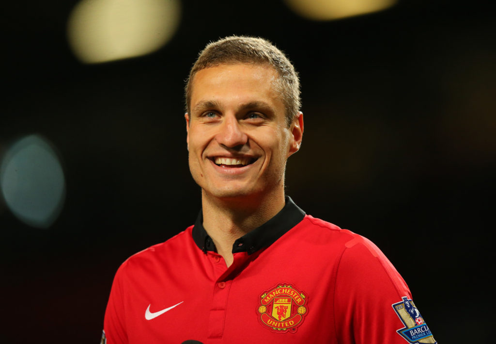 Nemanja Vidic smiles after Manchester United's Premier League match against Hull City at Old Trafford