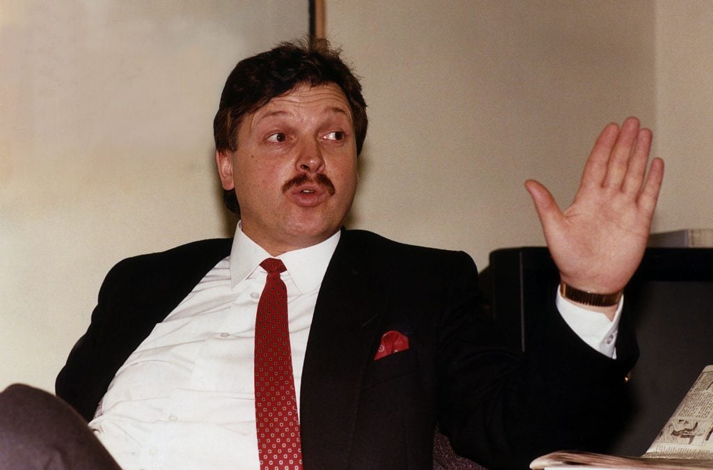 Former Manchester United director Michael Knighton is pictured in 1989