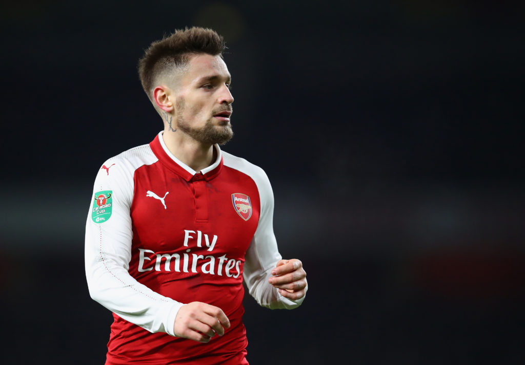Mathieu Debuchy features in the Carabao Cup in Arsenal vs West Ham