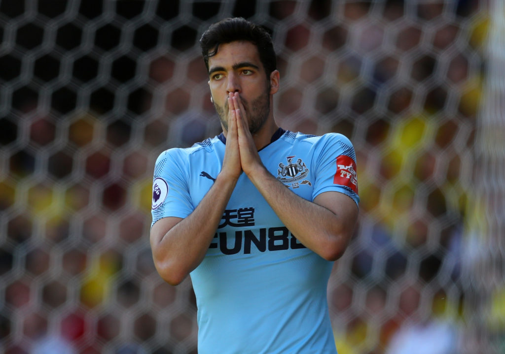 Mikel Merino playing for Newcastle United in the Premier League
