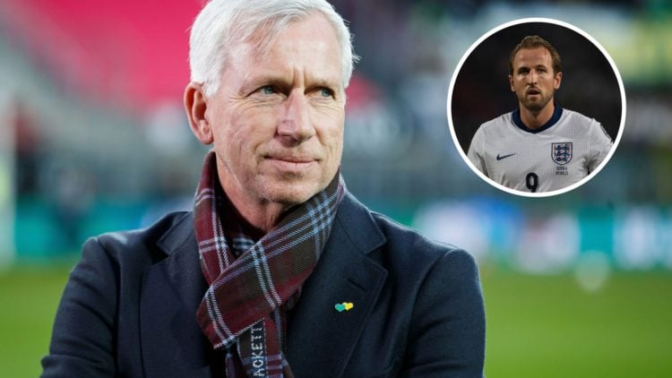 Alan Pardew watching a game (left) with Harry Kane overlayed (right)
