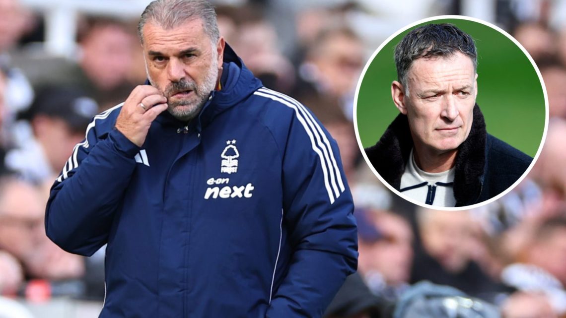 Ange Postecoglou looks dejected for Nottingham Forest vs Newcastle as Chris Sutton watches on