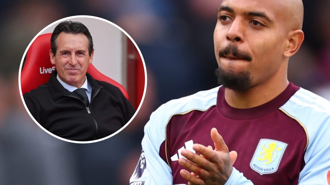 Donyell Malen and Unai Emery of Aston Villa split image