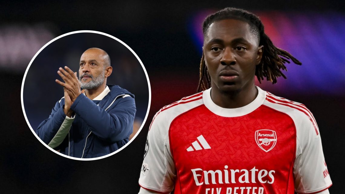 Arsenal's Eberechi Eze alongside West Ham manger Nuno Espirito Santo.
