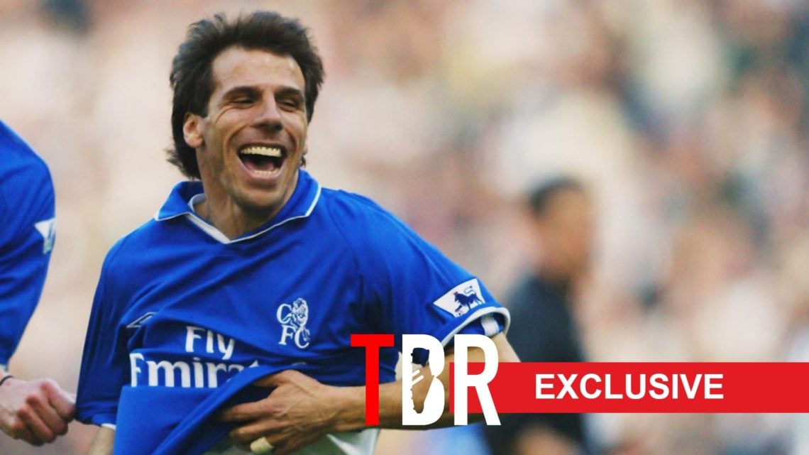 Gianfranco Zola celebrates goal for Chelsea.