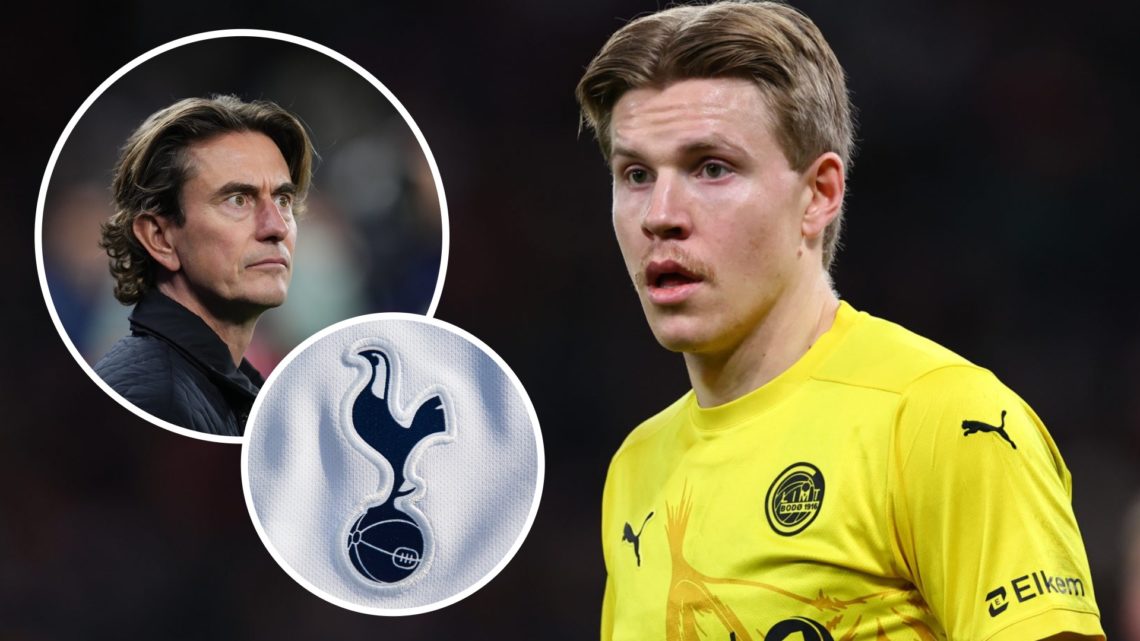 Bodo/Glimt's Jens Petter Hauge alongside Tottenham boss Thomas Frank.