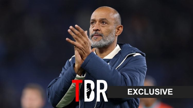 Nuno Espirito Santo applauding fans with the TBR Exclusive tag