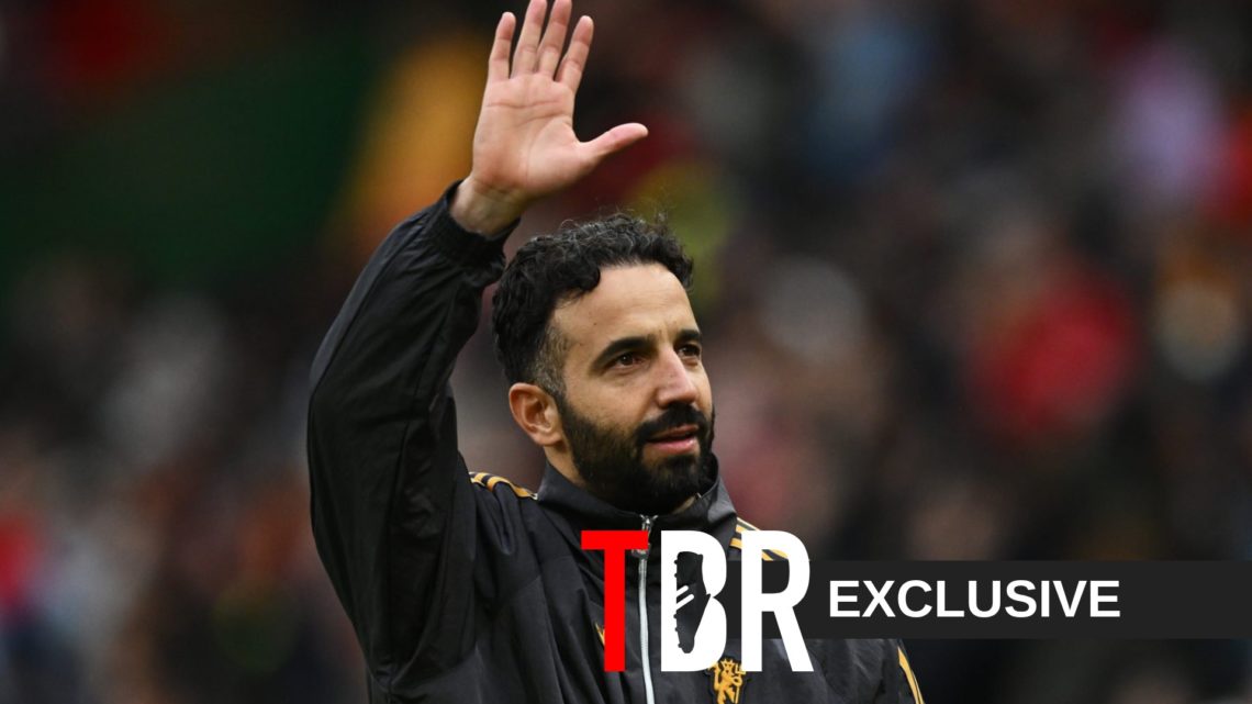 Ruben Amorim waves to Manchester United's supporters after his side's victory against Sunderland at Old Trafford