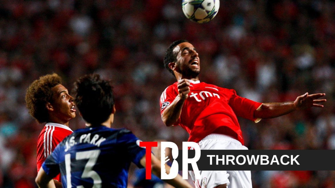 Benfica midfielder Ruben Amorim heads the ball during a Champions League match against Manchester United in 2011