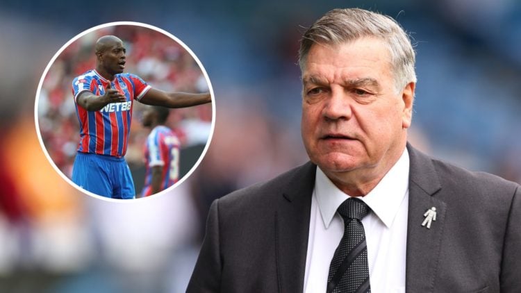 A split image featuring Sam Allardyce looking on alongside an image of Jean-Philippe Mateta