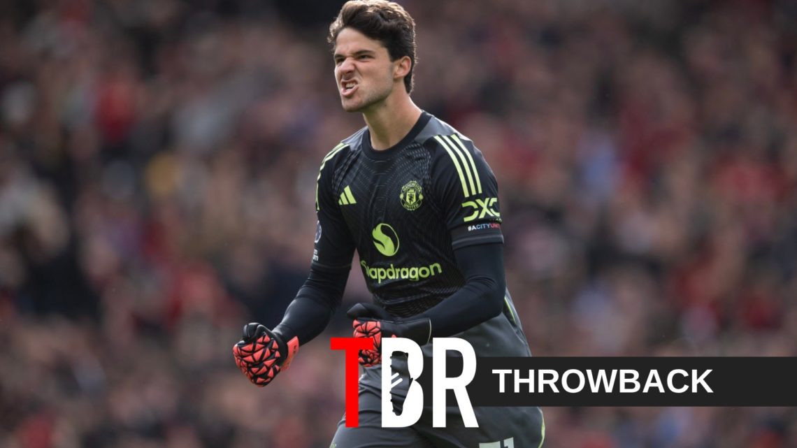 Manchester United goalkeeper Senne Lammens celebrates a goal during his side's victory against Sunderland