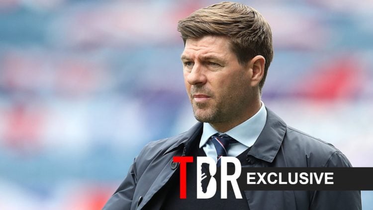 Steven Gerrard of Rangers looks on