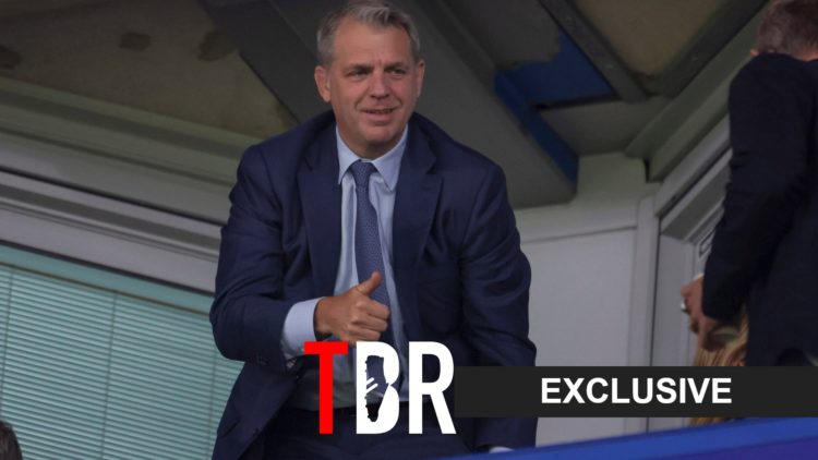 Todd Boehly gives a thumbs up to Chelsea fans with the TBR Exclusive tag overlayed (bottom right)