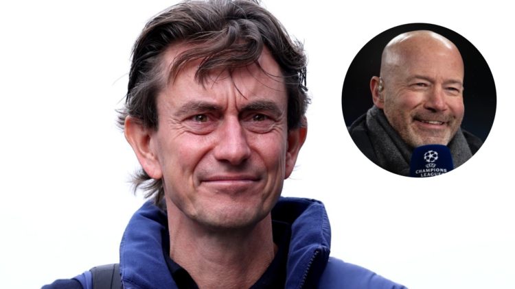 Tottenham Hotspur manager Thomas Frank ahead of Premier League match. Inset of Alan Shearer.