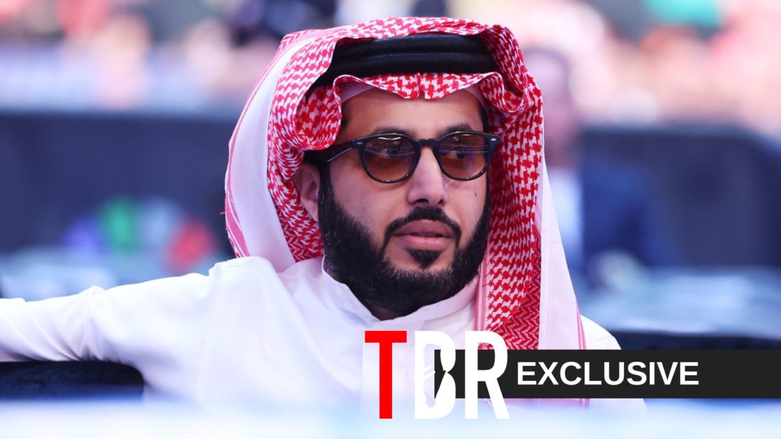 Turki Alalshikh looks on during the Anthony Joshua v Daniel Dubois undercard at Wembley Stadium