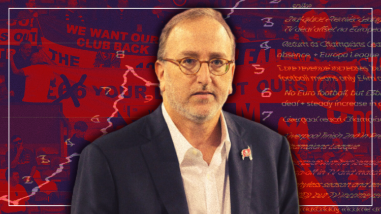 Abstract Manchester United cover art featuring co-owner Edward Glazer