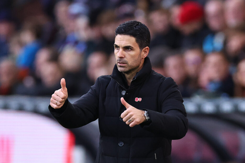 Mikel Arteta reacts during Burnley vs Arsenal in the Premier League