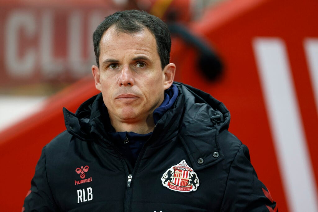 Regis Le Bris watches on during Sunderland v Everton - Premier League