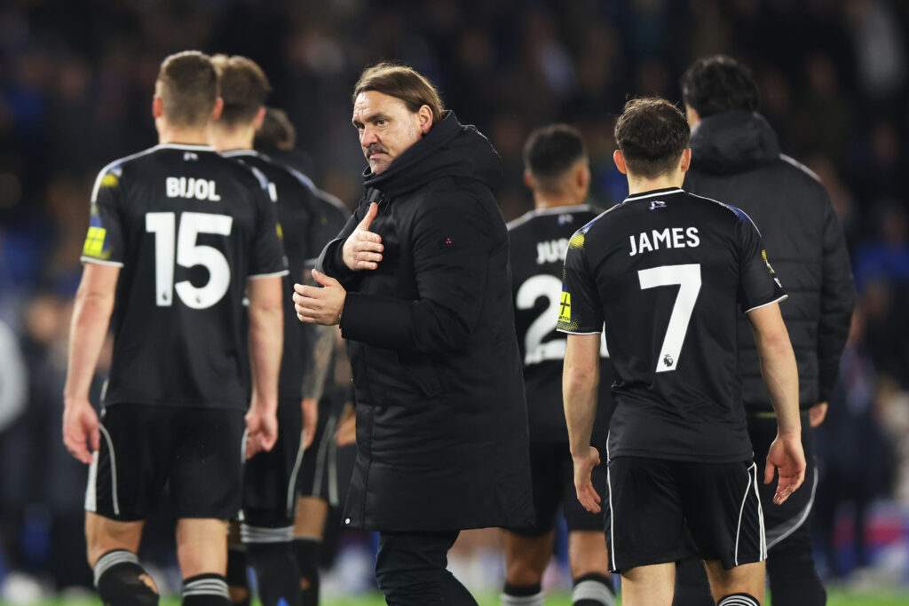 Daniel Farke reacts after Brighton vs Leeds