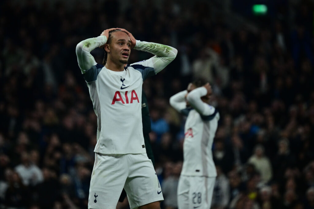 Xavi Simons reacts during Tottenham v Copenhagen - UEFA Champions League