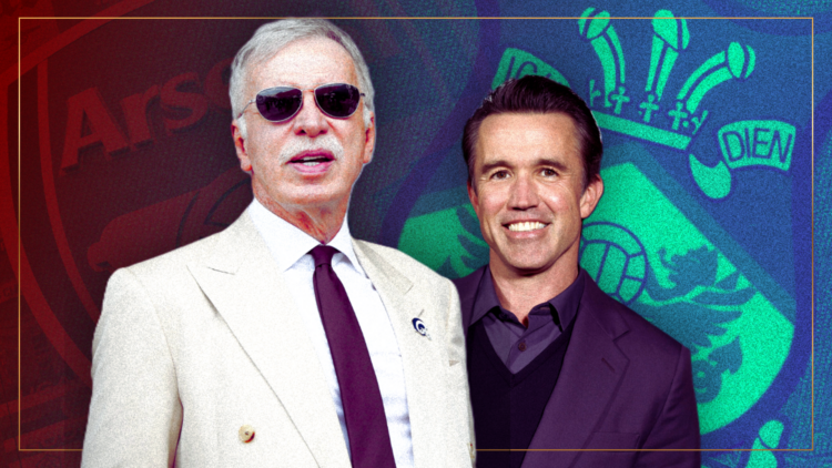 Abstract cover art featuring Arsenal owner Stan Kroenke and Wrexham co-owner Rob Mac