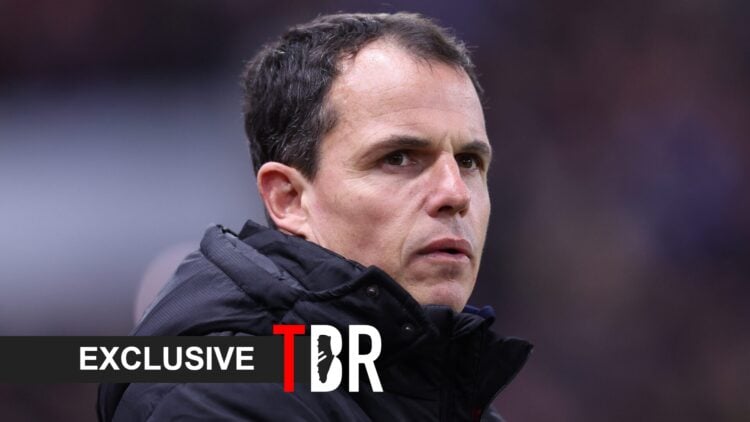 Sunderland manager Regis Le Bris, with exclusive branding overlaid.