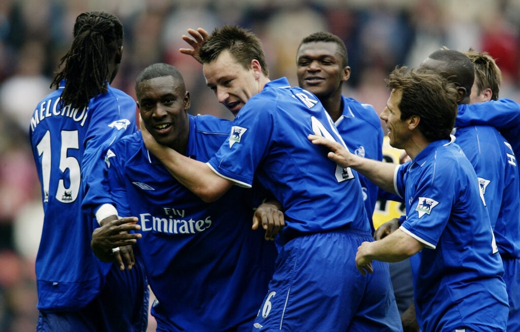 Carlton Cole of Chelsea celebrates scoring the winning goal